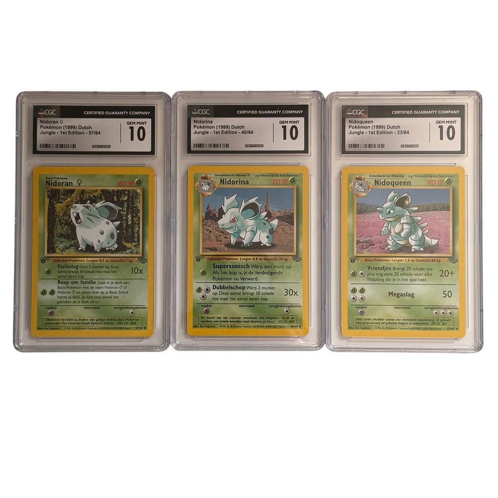 CGC 10 GEM MINT Sequential Nidoran Nidorina Nidoqueen 1st Dutch Jungle (PSA/BGS)